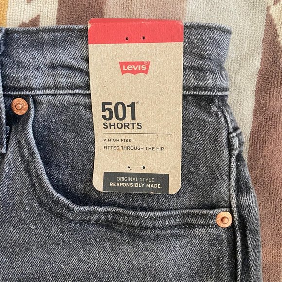New Levi's 501 Black Distressed High Rise Cutoff Shorts - 29 - Picture 4 of 6